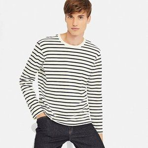 Uniqlo Men's Long Sleeve Striped Crewneck T-Shirt